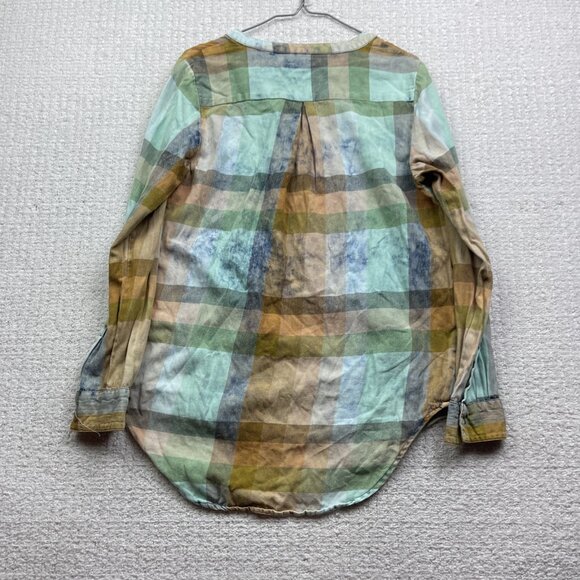 Anthropologie Isabella Sinclair Shirt Womens S Flannel Popover Plaid Tunic Boho - Picture 10 of 14
